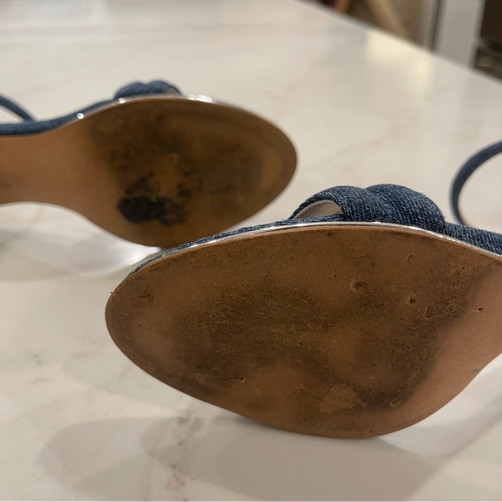 Kenneth Cole Denim Block Heel Sandals w Silver Detail - Picture 5 of 15